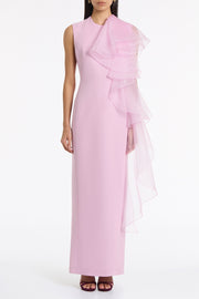 FLOSS CREPE RUFFLE DETAIL GOWN