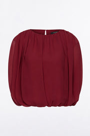 CABERNET GEORGETTE GATHERED CAPELET TOP