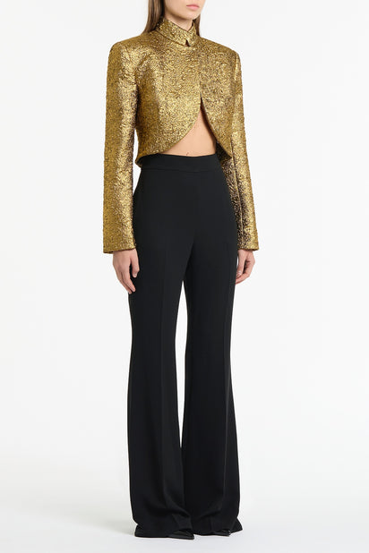 GOLD METALLIC BROCADE CROP JACKET