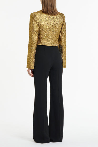 GOLD METALLIC BROCADE CROP JACKET