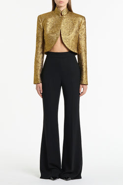 GOLD METALLIC BROCADE CROP JACKET
