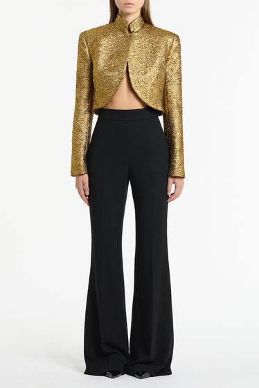 GOLD METALLIC BROCADE CROP JACKET