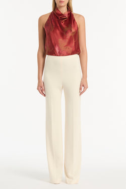 GRANDIFLORA SILK HALTER TOP