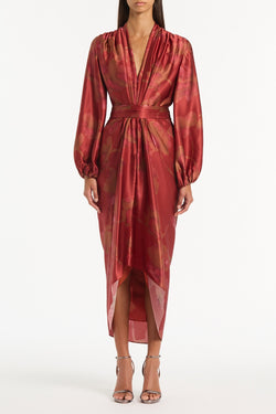 GRANDIFLORA SILK WATERFALL DRESS