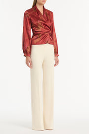 GRANDIFLORA SILK WRAP TOP
