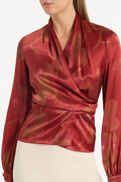 GRANDIFLORA SILK WRAP TOP