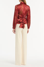 GRANDIFLORA SILK WRAP TOP
