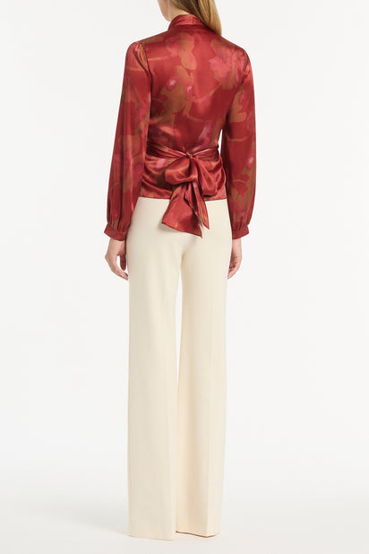 GRANDIFLORA SILK WRAP TOP
