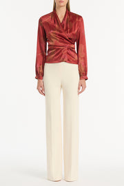 GRANDIFLORA SILK WRAP TOP