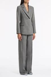 GREY MELANGE WOOL SUITING SCARF JACKET