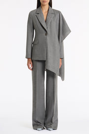 GREY MELANGE WOOL SUITING SCARF JACKET