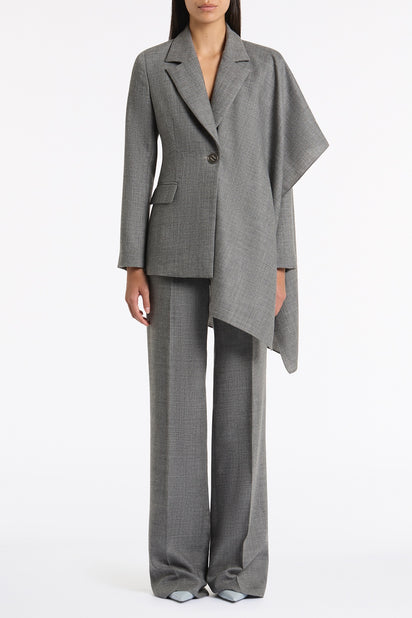 GREY MELANGE WOOL SUITING SCARF JACKET