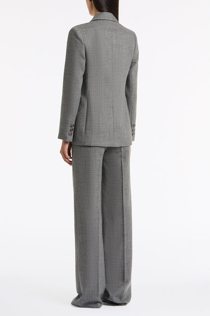 GREY MELANGE WOOL SUITING SCARF JACKET