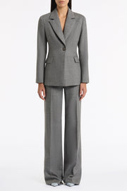 GREY MELANGE WOOL SUITING SCARF JACKET
