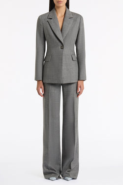 GREY MELANGE WOOL SUITING SCARF JACKET