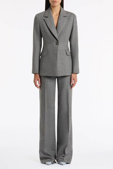GREY MELANGE WOOL SUITING SCARF JACKET