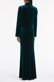 HUNTER GREEN VELVET COLUMN SKIRT