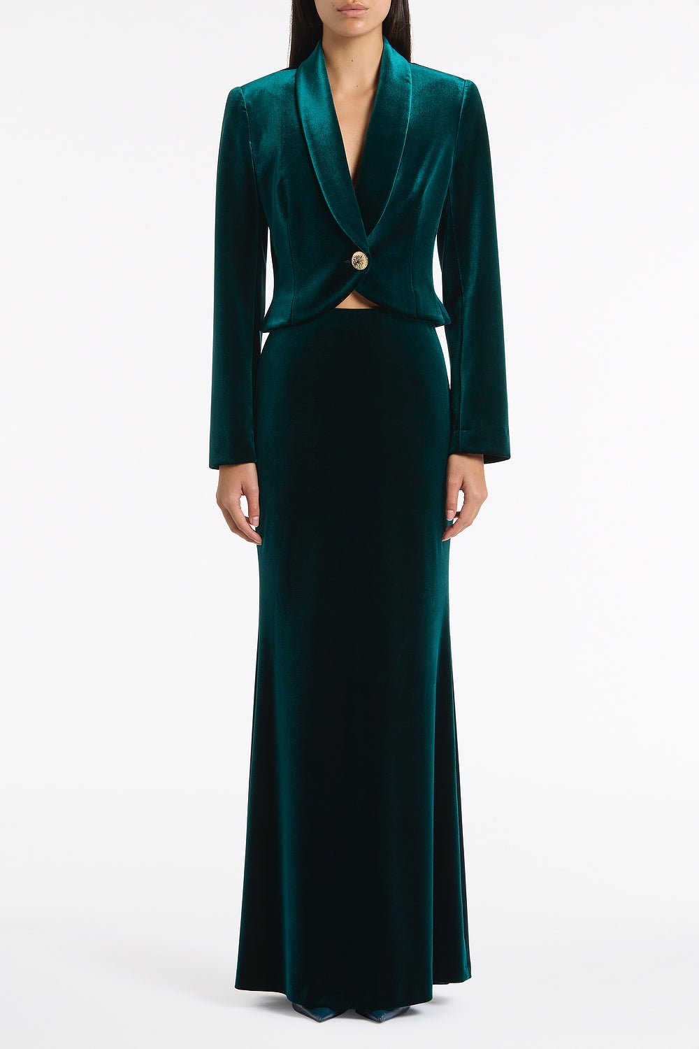 Hunter Green Velvet Column Skirt $399 ($499) + more up to 20% off Carla Zampatti sale