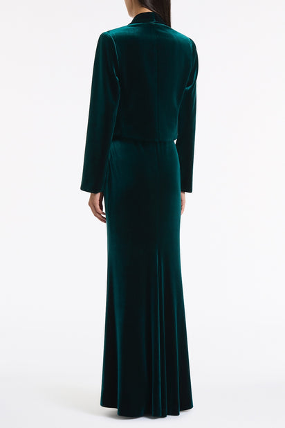 HUNTER GREEN VELVET CROPPED JACKET