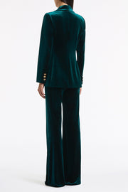 HUNTER GREEN VELVET LONGLINE JACKET