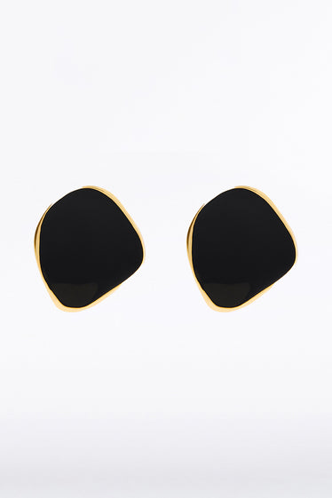 BLACK ENAMEL SPOT EARRINGS
