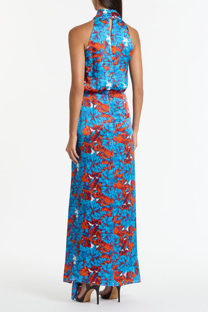 IMPASTO PRINT SILK CASCADE DRESS