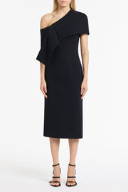 INK CREPE FASCIA ASYMMETRICAL DRESS