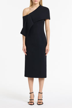 INK CREPE FASCIA ASYMMETRICAL DRESS