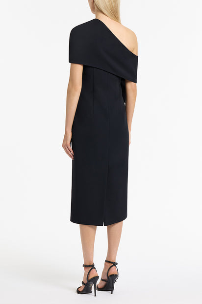 INK CREPE FASCIA ASYMMETRICAL DRESS