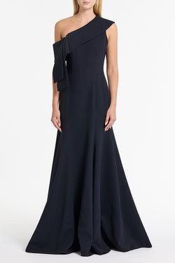 INK CREPE FASCIA ASYMMETRICAL GOWN