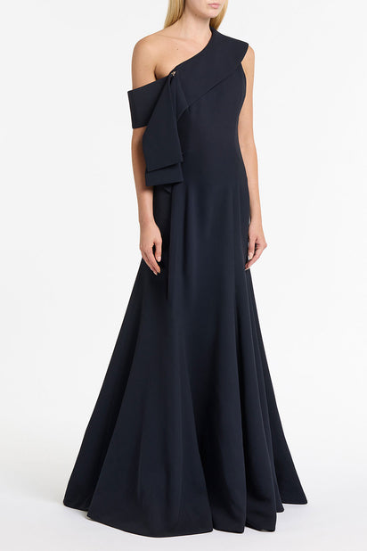 INK CREPE FASCIA ASYMMETRICAL GOWN