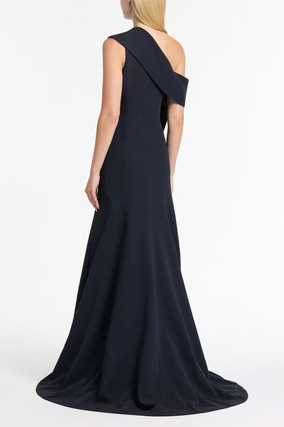 INK CREPE FASCIA ASYMMETRICAL GOWN