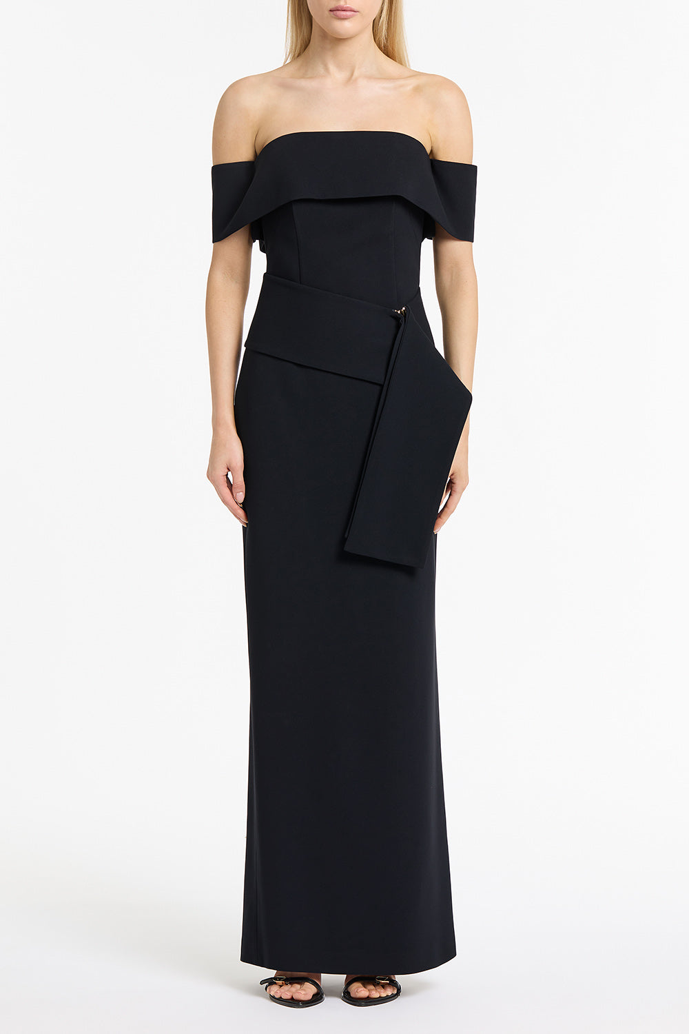 INK CREPE LA BANDA OFF SHOULDER GOWN – Carla Zampatti