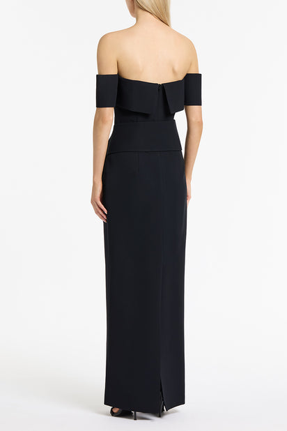 INK CREPE LA BANDA OFF SHOULDER GOWN