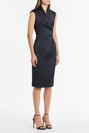 INK SATIN WRAP DRESS