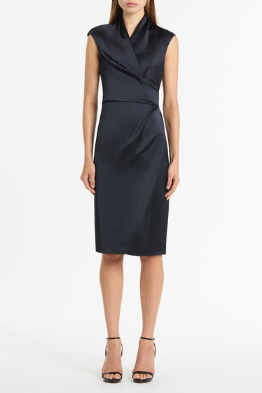 INK SATIN WRAP DRESS