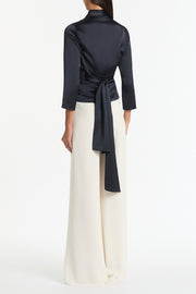 INK SATIN WRAP TOP