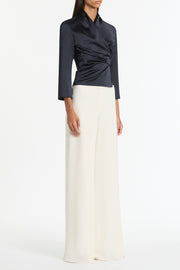 INK SATIN WRAP TOP