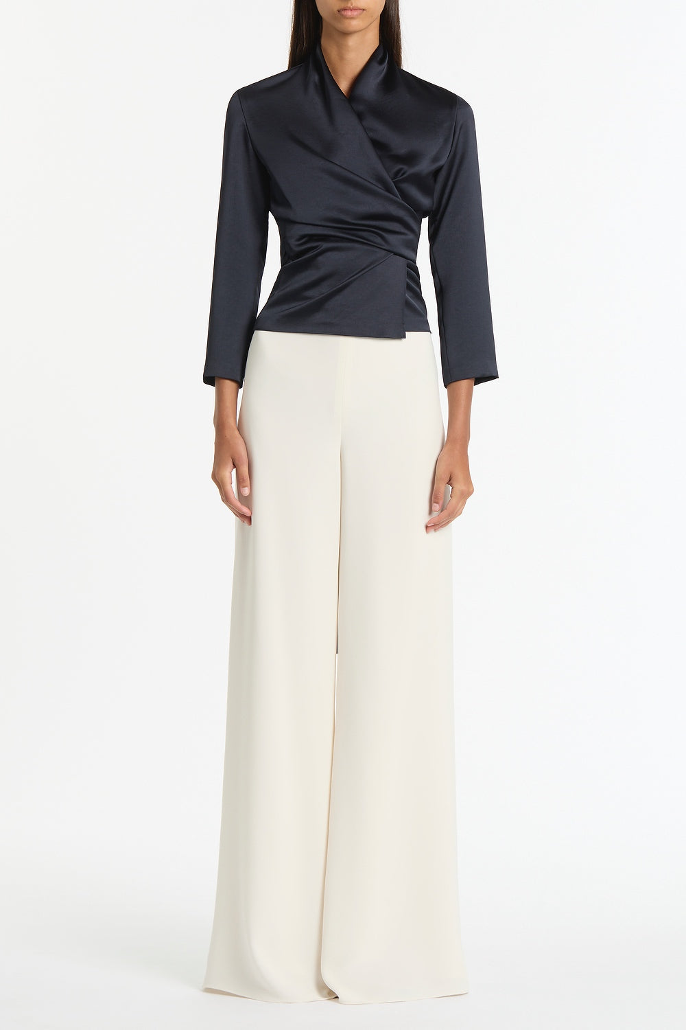 INK SATIN WRAP TOP – Carla Zampatti