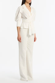 IVORY COTTON TAFFETA WRAP TOP