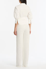 IVORY COTTON TAFFETA WRAP TOP
