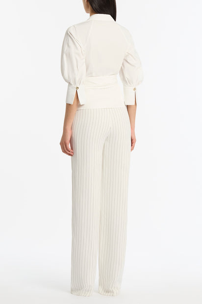 IVORY COTTON TAFFETA WRAP TOP