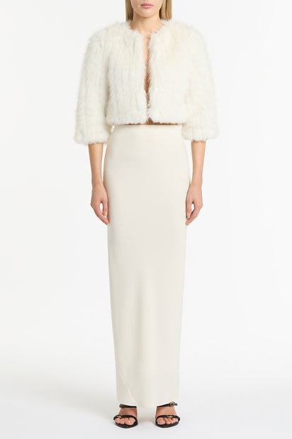 IVORY CREPE BIAS SKIRT