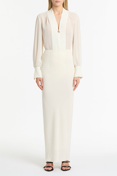 IVORY CREPE BIAS SKIRT