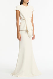 IVORY CREPE CAP SLEEVE TIE TOP