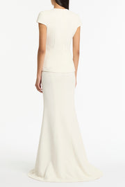 IVORY CREPE CAP SLEEVE TIE TOP