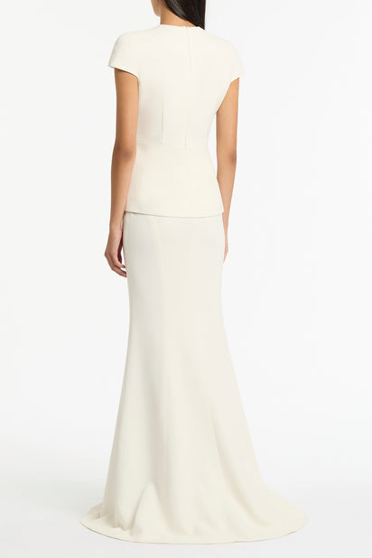 IVORY CREPE CAP SLEEVE TIE TOP