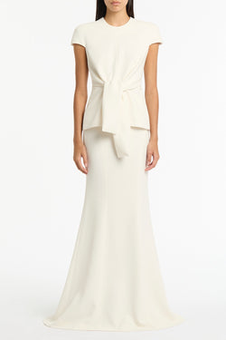 IVORY CREPE CAP SLEEVE TIE TOP