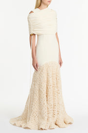 IVORY CREPE COULISSE SHRUG