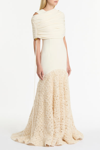 IVORY CREPE COULISSE SHRUG